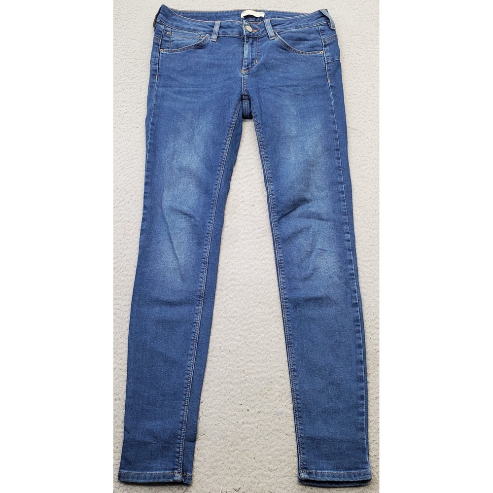 Pull&Bear‎ Jeans Womens 28 Blue Denim Stretch Double Stitch Comfort Skinny Leg